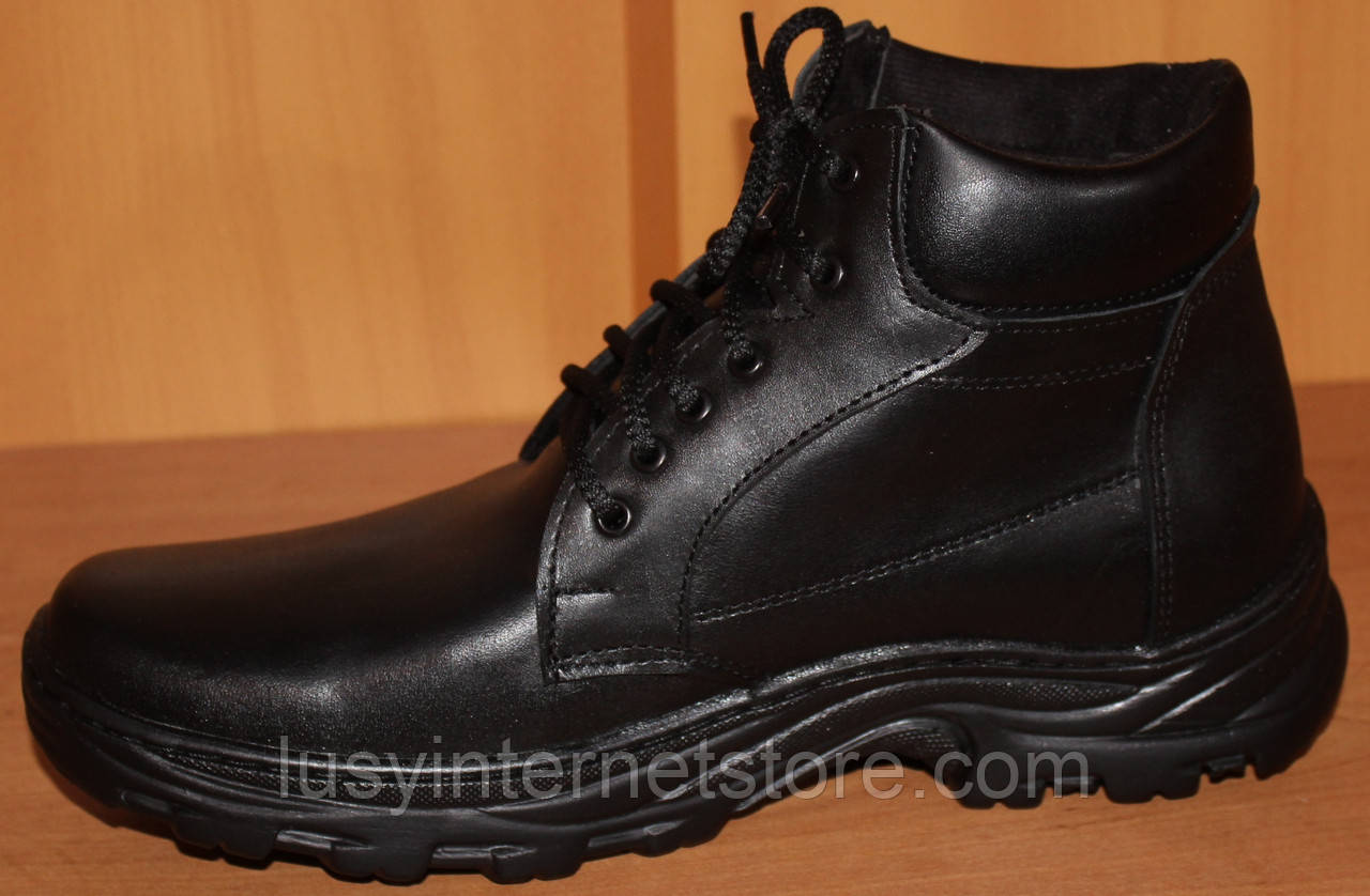Мужские ботинки зимние на шнурках черные от производителя модель АМ250 - фото 4 - id-p376654329