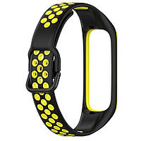 Ремешок Silicone Band Double Color Samsung Galaxy Fit2 SM-R220 Black Yellow KS, код: 8098213