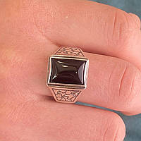 Серебряное мужское кольцо с ониксом 15069