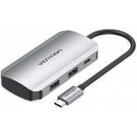 Концентратор Vention USB3.1 Type-C —> USB 3.0x4/PD 100W Hub 5-in-1 (TNBHB)