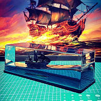 Плавающий пиратский корабль Черная Жемчужина Уникальное украшение Корабль-призрак в колбе Антистресс игрушка