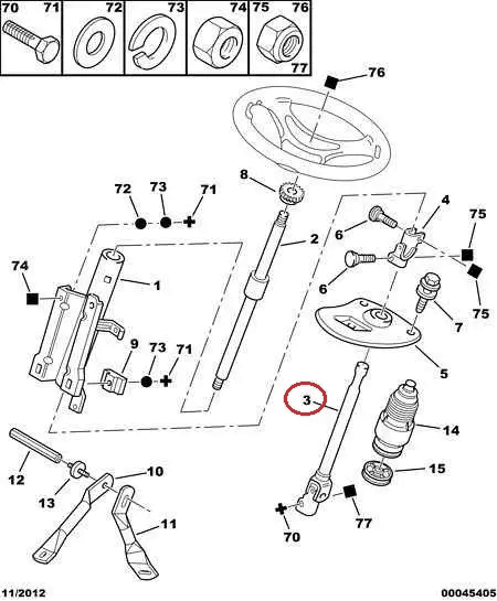 Кардан кермового вала (з ГПР) на Fiat Ducato 230, Peugeot Boxer, Citroen Jumper (1994-2002), 1307259080, 4103E, 3RG, Іспанія