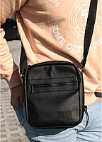 Мужская сумка мессенджер с экокожи черная, поясная сумка мужская, сумка через плечо COSMI