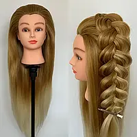 Учебная голова манекен для плетения волос тренировочная для парикмахера искусственные с длинным термо-волосом