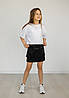 Спідниця карго для дівчинки з накладними кишенями (134-158см) | Котон чорного кольору, фото 2