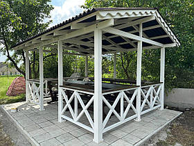 Дерев'яна альтанка 4 на 3 м, розбірна (на 14-16 осіб)