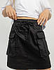 Спідниця карго для дівчинки з накладними кишенями (134-158см) | Котон чорного кольору, фото 5