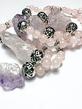 Браслет з рожевого кварца з аметистом, фото 4
