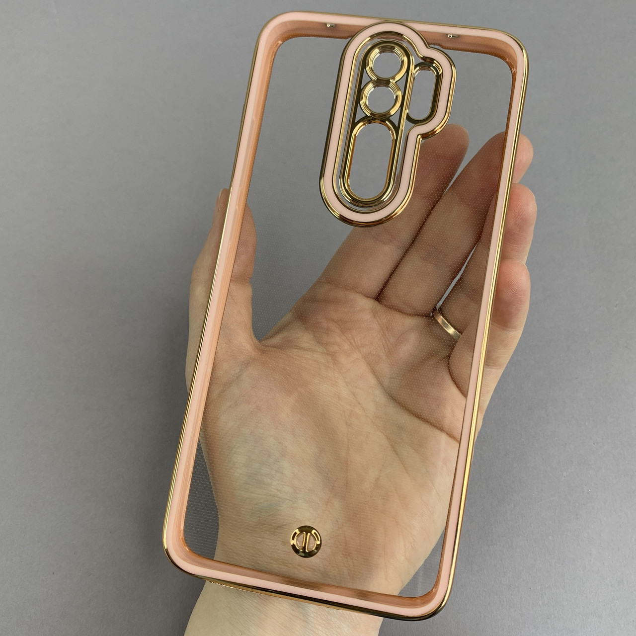 Чохол для Xiaomi Redmi Note 8 Pro прозорий чохол з окантовкою на телефон сяомі редмі нот 8 про пудровий l9j