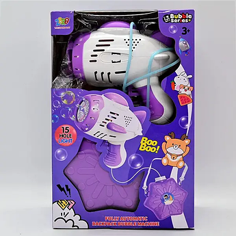 Пістолет з мильними бульбашками 2023-51 A, підсвітка, наклейки, пляшка-сумка, 4 пакети концентрату