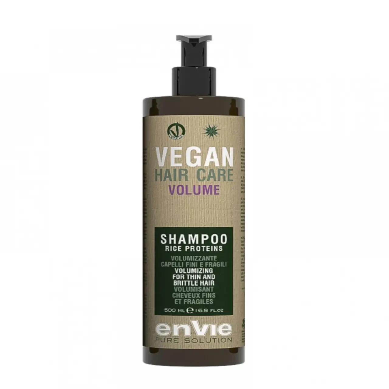 Шампунь для об'єму тонкого і ламкого волосся Envie Vegan Volume Shampoo Rice Proteins 500 мл, фото 1