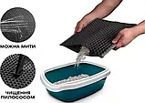 Килимок для котячого туалету Двошаровий Сота чорний 31х31х1см Фауна, фото 3