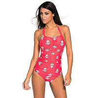 Vintage Inspired 1950s Style Red Anchor Teddy Swimsuit. EroMax -