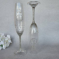 Весільні келихи для молодят з інкрустацією/декор стразами