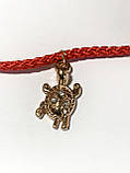 ЧЕРВОНА НИТКА з золотой черепашкою інкрустованою стразами – АМУЛЕТ ЗАХИСТУ ТА ПОЗИТИВНОЇ ЕНЕРГІЇ. З ОКОМ в золотому кольрі, фото 3