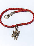 ЧЕРВОНА НИТКА з золотой черепашкою інкрустованою стразами – АМУЛЕТ ЗАХИСТУ ТА ПОЗИТИВНОЇ ЕНЕРГІЇ. З ОКОМ в золотому кольрі, фото 2