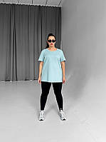 Женская удлиненная футболка больших размеров (батал) 5XL, Голубой