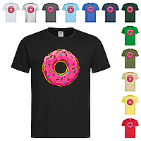 Черная мужская/унисекс футболка С принтом пончик (30-1-1)