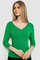 Жіночий лонгслів укорочений з рукавом 3/4, колір зелений, розмір S, 186R508