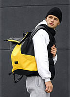 Рюкзак мужской черно-желтый Ролтоп, Удобный городской рюкзак, стильный рюкзак для мужчин DAYZ