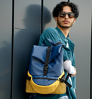 Мужской рюкзак ReneDouble желто-голубой, Городской рюкзак с отделением для ноутбука DAYZ