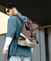 Мужской рюкзак ReneDouble коричневый, Городской рюкзак с отделением для ноутбука DAYZ