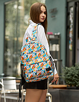 Жіночий рюкзак Brix PJT світлий + Пенал, Стильний молодіжний рюкзак з прином DAYZ