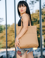 Жіноча сумка-шопер Бежевий, містка сумка для покупок, сумка для дівчат COSMI