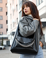 Женская сумка Хобо Черный с принтом, стильная сумка для девушек экокожа, сумочка на плечо COSMI