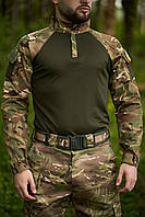Чоловіча військова осінньо-весняна кофта мультикам-хакі з липучками з боків