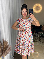Сукня жіноча літня міді з воланами та квітковим принтом