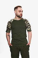 Мужская футболка тактическая военная хаки-пиксель с липучками на плечах