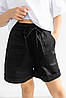 Шорти карго для дівчинки з накладними кишенями (134-158см) | Котон чорного кольору, фото 5