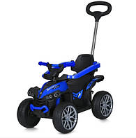 Детская каталка-толокар с мотором 3в1 M 5782EBL-4 Электромобиль квадроцикл с родительской ручкой, синий