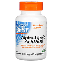 Альфа-липоевая кислота, Doctor's Best, 600 мг, 60 капсул, Alpha-Lipoic Acid