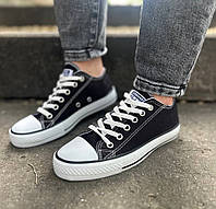 Кроссовки Женские Converse All Star Текстиль Лето Черные, Низкие Кеды Женские Ткань Конверс Весна Летние