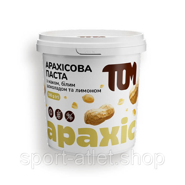 Замінник харчування TOM Арахісова паста з маком, білим шоколадом та лимоном, 500 грам