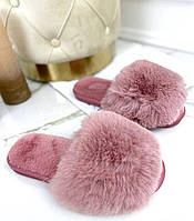 Жіночі пухнасті капці домашні тапочки хутро тапки пудра ( рожеві) 36 37 38 39 40 41 розміри