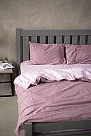 Сатиновое постельное белье семейное сливово-лавандового цвета, постельное из страйп-сатина 100% хлопок