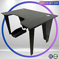 Геймерский Стол 120 x 87 x 75 см для Геймера Eco12 Компьютерный Игровой Стол до 110 кг Черный ЛДСП