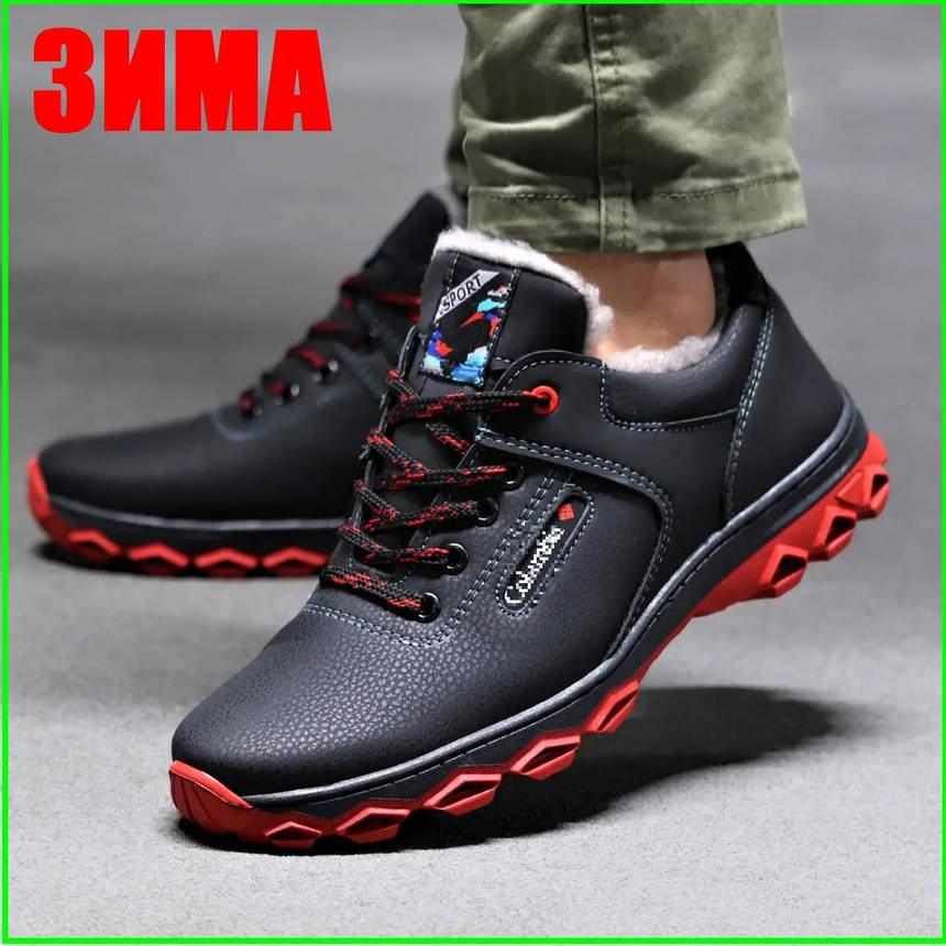 Кросівки ЗИМНІ Чоловічі Туфлі на хутрі Чорні Шкіряні (розміри: 40,41), фото 2