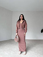 Жіноча довга сукня облягаюча + кофта з капюшоном 2/30/ мр 141 плаття двонитка (42-44,46-48 розміри)