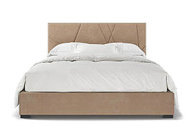 Сучасне стильне двоспальне коричневе ліжко з м'яким велюровим узголів'ям 160х200 Блум Шик-Галичина