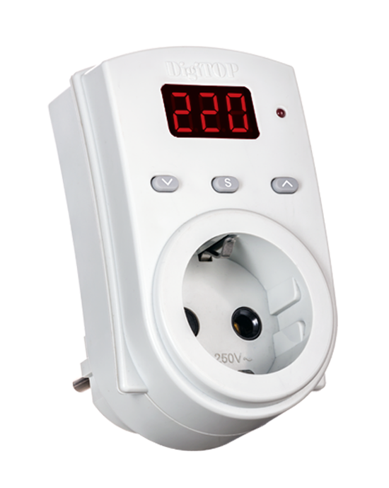 

Реле напряжения DigiTOP VP-10AS в розетку, реле контроля и защиты от перенапряжения Диджитоп