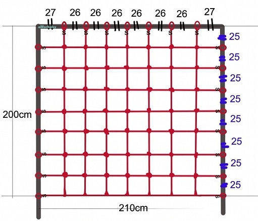 

Сетка для лазанья 2,00 x 2,10 м S-Hook для детских игровых комплексов, Черный