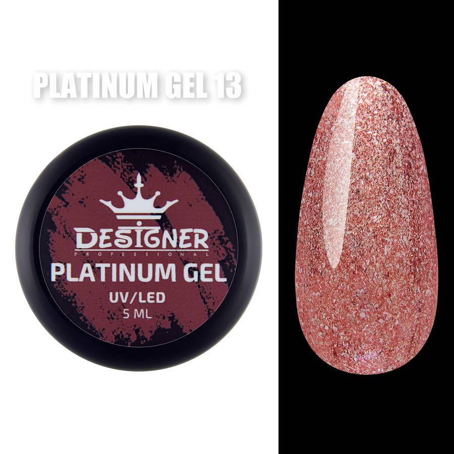 

Гель с шиммером Platinum Gel Designer Professional (Дизайнер Профессионал), 5 мл. Красный 13