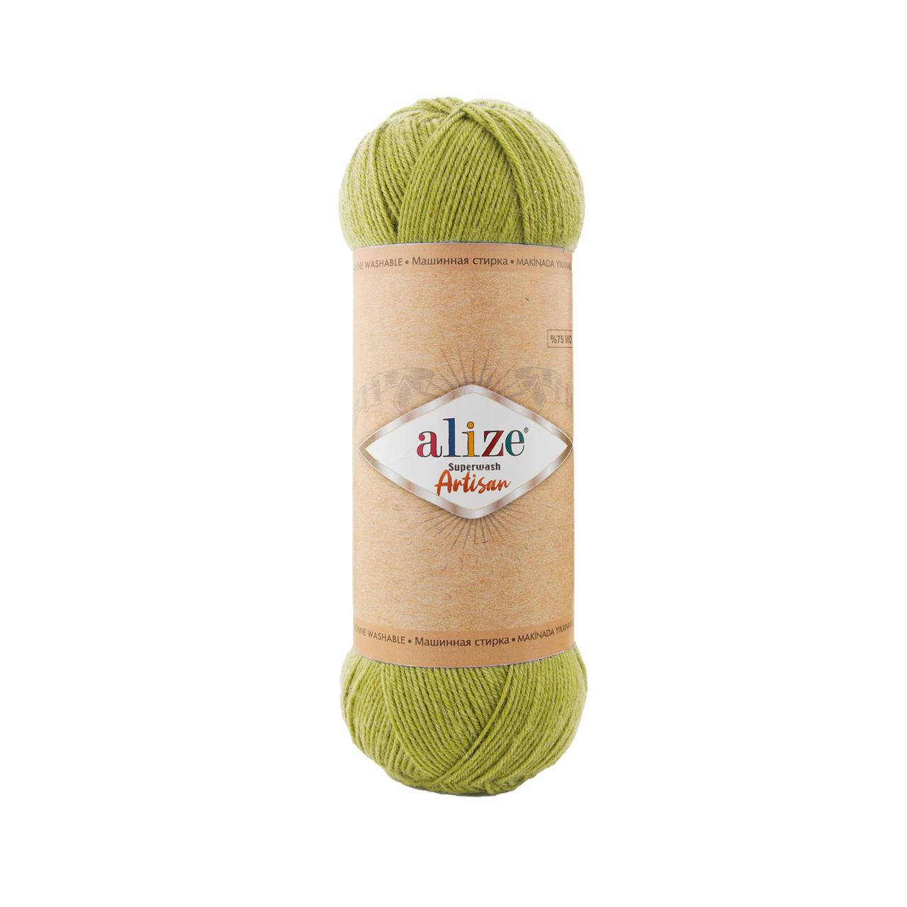 

Пряжа Alize Superwash Artisan 11 зеленый ( Ализе Супервош Артисан), Зелёный