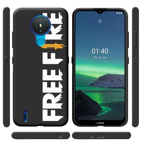 

Силиконовый чехол BoxFace Nokia 1.4 Free Fire White Logo, Черный
