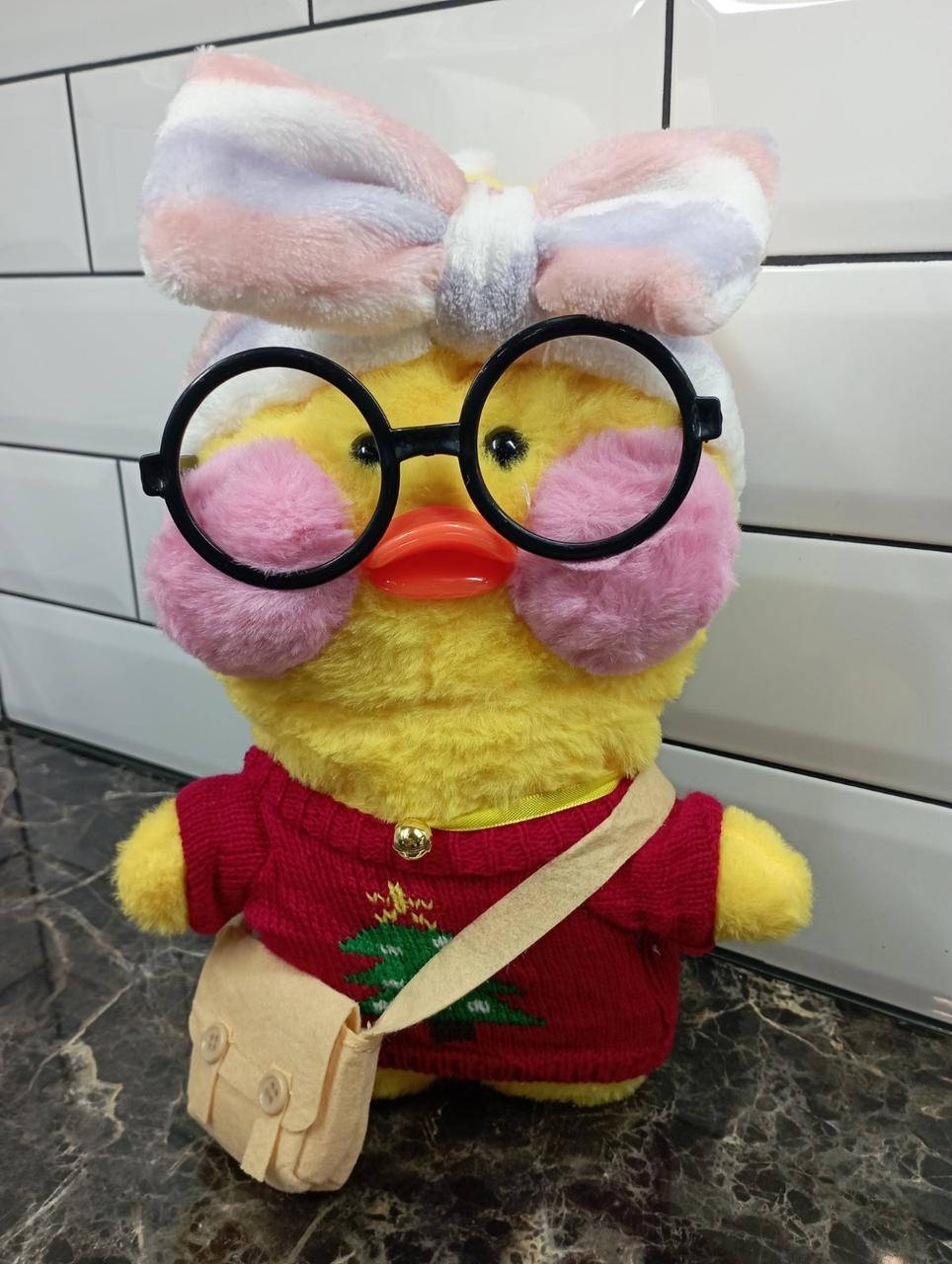 

Мягкая Плюшевая Игрушка Лалафан Уточка Lalafanfan Duck в одежде 30см 1135