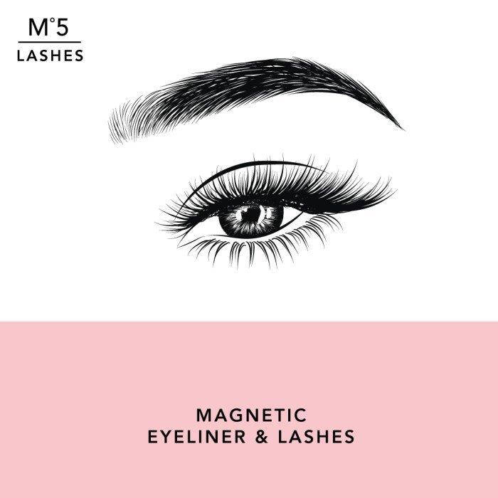 

Набор магнитных ресничек M5 Lashes + подводка для глаз и пинцет, Черный